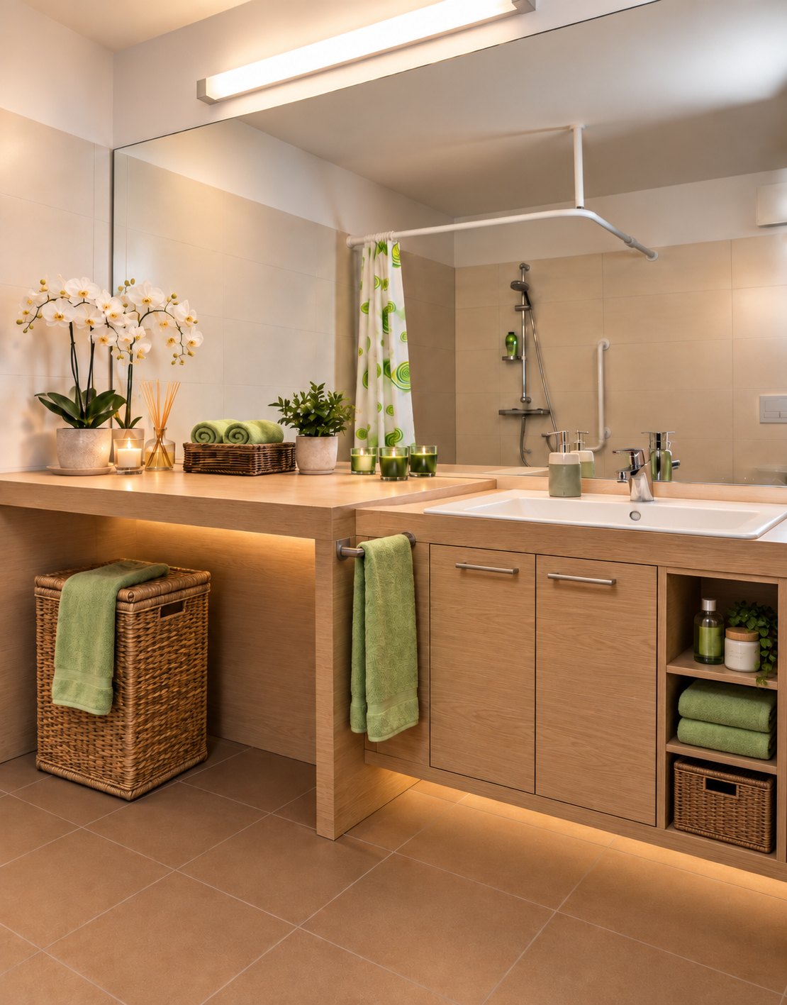 Badezimmer mit bodengleicher Dusche