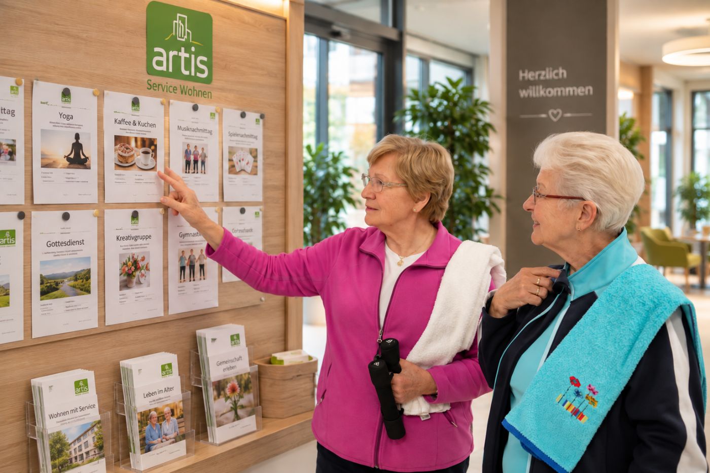 Erika F. und Elisabeth R. an der Infotafel im Artis am Petersberg